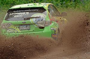 Lauchlin O'Sullivan / Scott Putnam Subaru WRX STi through a sharp left on SS3, Steamboat I.