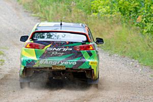 Sumit Panjabi / Nitan Jacob Mitsubishi Lancer Evo X limps through a sharp left on SS3, Steamboat I.