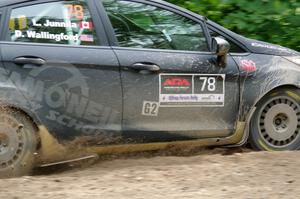 Dave Wallingford / Leanne Junnila Ford Fiesta at a sharp left on SS3, Steamboat I.