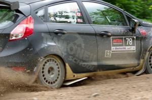 Dave Wallingford / Leanne Junnila Ford Fiesta at a sharp left on SS3, Steamboat I.