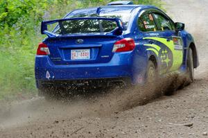 Nicholas Spencer / David Ma Subaru WRX STi at a sharp left on SS3, Steamboat I.