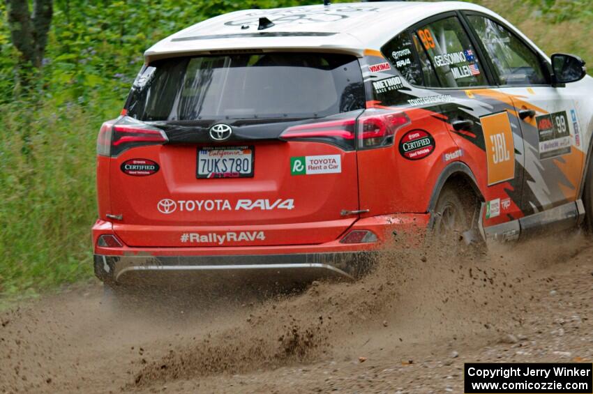 Ryan Millen / Rhianon Gelsomino Toyota RAV4 SE at a sharp left on SS3, Steamboat I.