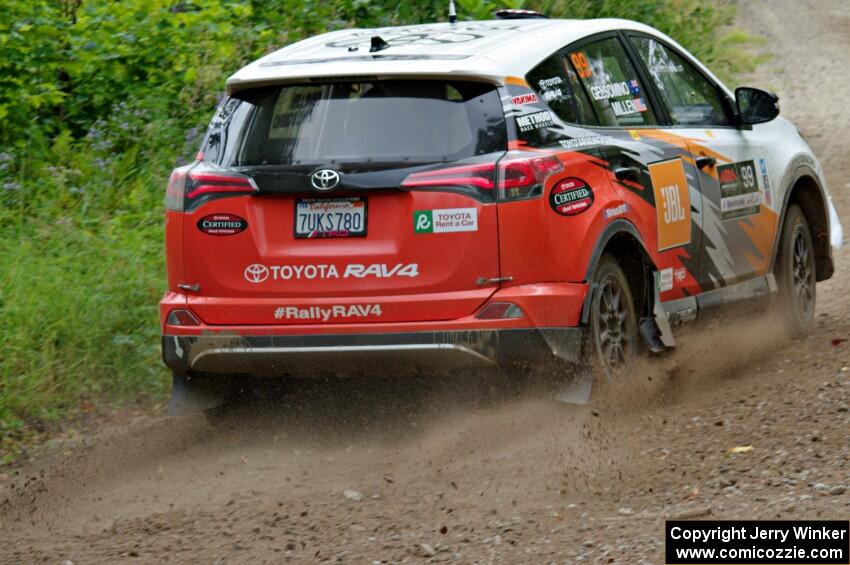 Ryan Millen / Rhianon Gelsomino Toyota RAV4 SE at a sharp left on SS3, Steamboat I.