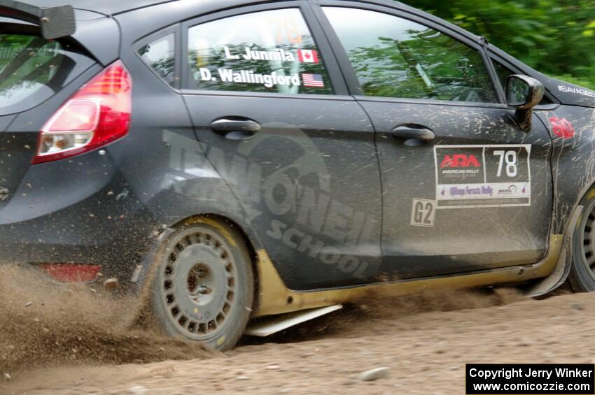 Dave Wallingford / Leanne Junnila Ford Fiesta at a sharp left on SS3, Steamboat I.