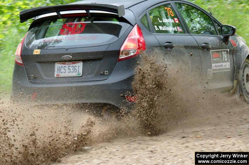 Dave Wallingford / Leanne Junnila Ford Fiesta at a sharp left on SS3, Steamboat I.