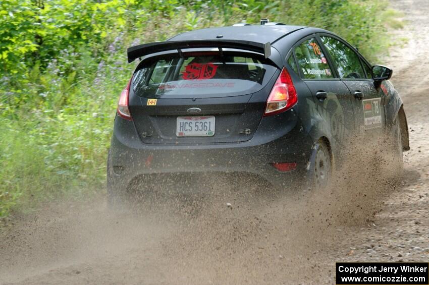 Dave Wallingford / Leanne Junnila Ford Fiesta at a sharp left on SS3, Steamboat I.