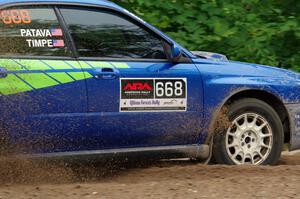 Jeff Timpe / Joe Patava Subaru WRX at a sharp left on SS3, Steamboat I.