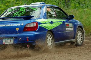 Jeff Timpe / Joe Patava Subaru WRX at a sharp left on SS3, Steamboat I.