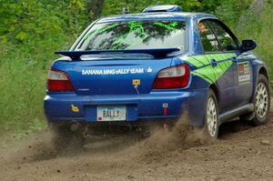 Jeff Timpe / Joe Patava Subaru WRX at a sharp left on SS3, Steamboat I.