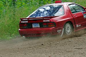 Al Dantes, Jr. / Brandon Snyder Mazda RX-7 Turbo at a sharp left on SS3, Steamboat I.