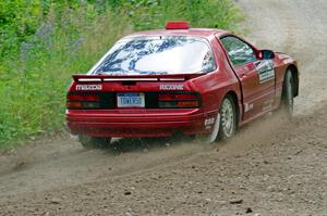 Al Dantes, Jr. / Brandon Snyder Mazda RX-7 Turbo at a sharp left on SS3, Steamboat I.