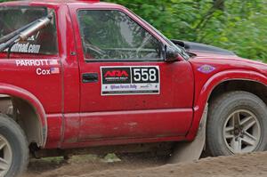 Jim Cox / Scott Parrott Chevy S-10 at a sharp left on SS3, Steamboat I.