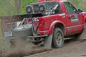 Jim Cox / Scott Parrott Chevy S-10 at a sharp left on SS3, Steamboat I.