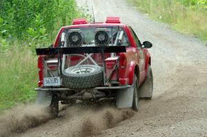 Jim Cox / Scott Parrott Chevy S-10 at a sharp left on SS3, Steamboat I.