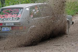 Adam VanDamme / Jake Carlson VW Rabbit at a sharp left on SS3, Steamboat I.