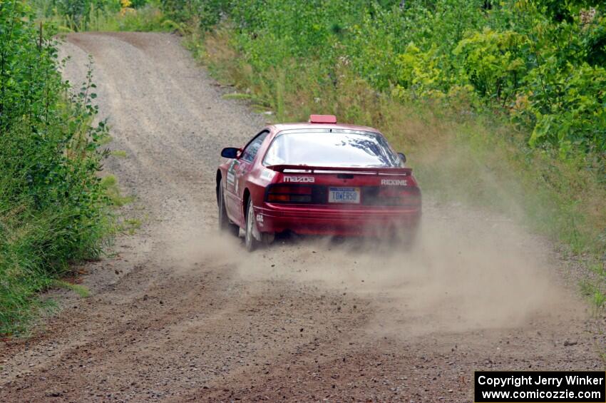 Al Dantes, Jr. / Brandon Snyder Mazda RX-7 Turbo at a sharp left on SS3, Steamboat I.