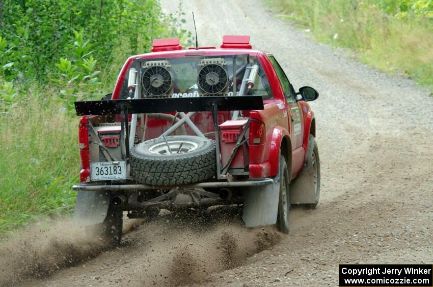 Jim Cox / Scott Parrott Chevy S-10 at a sharp left on SS3, Steamboat I.