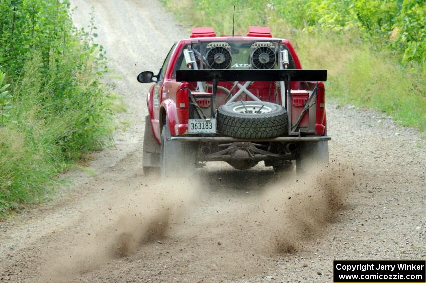 Jim Cox / Scott Parrott Chevy S-10 at a sharp left on SS3, Steamboat I.