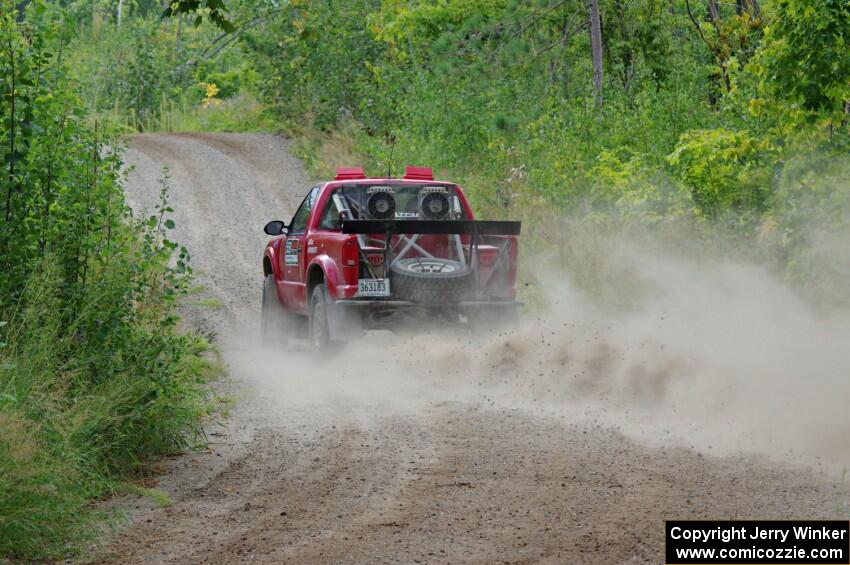 Jim Cox / Scott Parrott Chevy S-10 at a sharp left on SS3, Steamboat I.