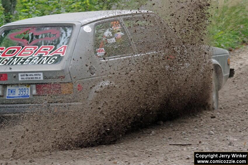 Adam VanDamme / Jake Carlson VW Rabbit at a sharp left on SS3, Steamboat I.