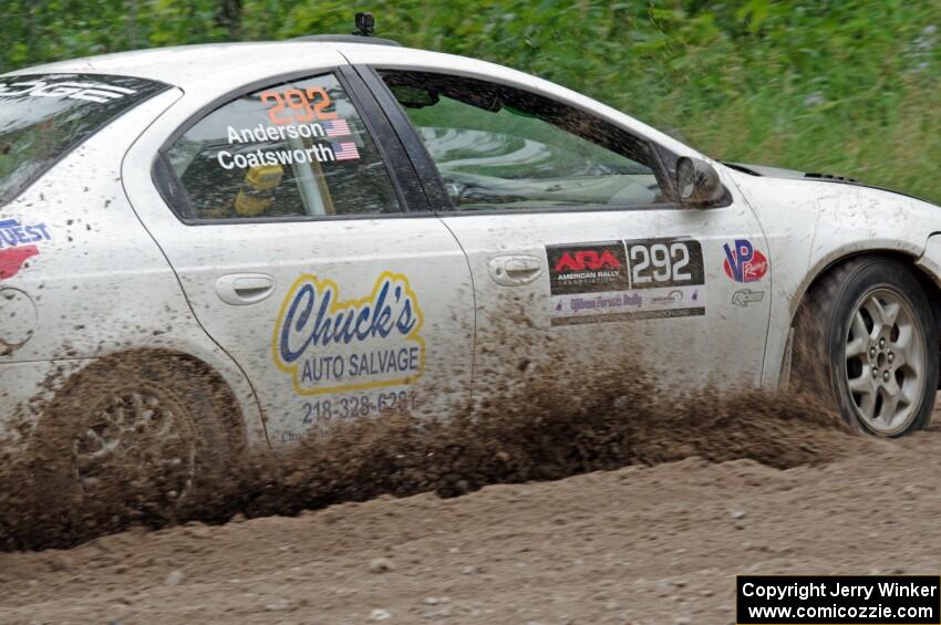 Matt Coatsworth / Ben Anderson Dodge SRT-4 at a sharp left on SS3, Steamboat I.