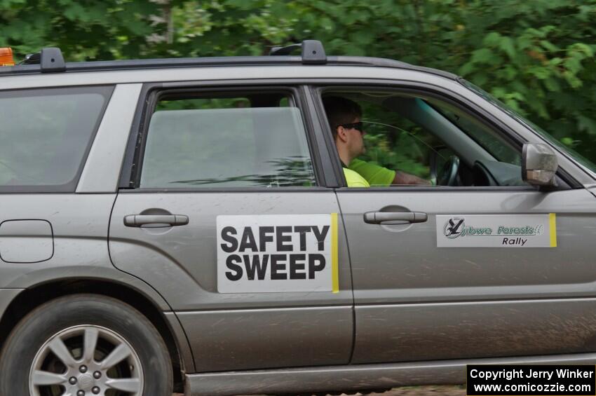 Safety Sweep at a sharp left on SS3, Steamboat I.