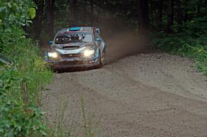 David Higgins / Craig Drew Subaru WRX STi at a sharp left on SS6, Steamboat II.