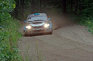 David Higgins / Craig Drew Subaru WRX STi at a sharp left on SS6, Steamboat II.