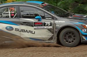 David Higgins / Craig Drew Subaru WRX STi at a sharp left on SS6, Steamboat II.