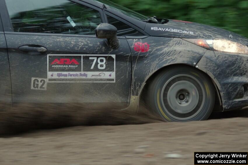 Dave Wallingford / Leanne Junnila Ford Fiesta at a sharp left on SS6, Steamboat II.