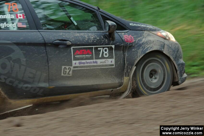 Dave Wallingford / Leanne Junnila Ford Fiesta at a sharp left on SS6, Steamboat II.