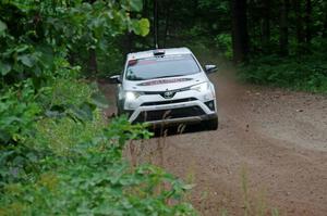 Ryan Millen / Rhianon Gelsomino Toyota RAV4 SE at a sharp left on SS6, Steamboat II.