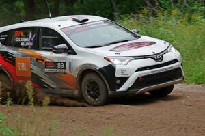 Ryan Millen / Rhianon Gelsomino Toyota RAV4 SE at a sharp left on SS6, Steamboat II.