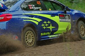 Nicholas Spencer / David Ma Subaru WRX STi at a sharp left on SS6, Steamboat II.