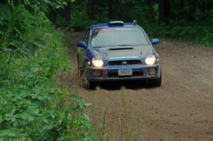 Jeff Timpe / Joe Patava Subaru WRX at a sharp left on SS6, Steamboat II.