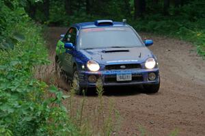 Jeff Timpe / Joe Patava Subaru WRX at a sharp left on SS6, Steamboat II.