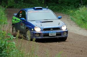 Jeff Timpe / Joe Patava Subaru WRX at a sharp left on SS6, Steamboat II.