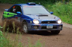 Jeff Timpe / Joe Patava Subaru WRX at a sharp left on SS6, Steamboat II.