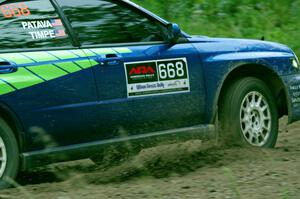 Jeff Timpe / Joe Patava Subaru WRX at a sharp left on SS6, Steamboat II.