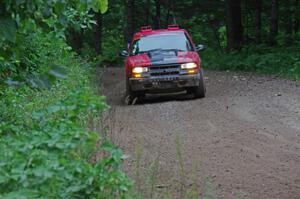 Jim Cox / Scott Parrott Chevy S-10 at a sharp left on SS6, Steamboat II.