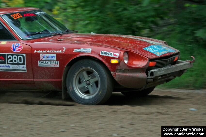 Greg Healey / Phil Barnes Datsun 280Z at a sharp left on SS6, Steamboat II.