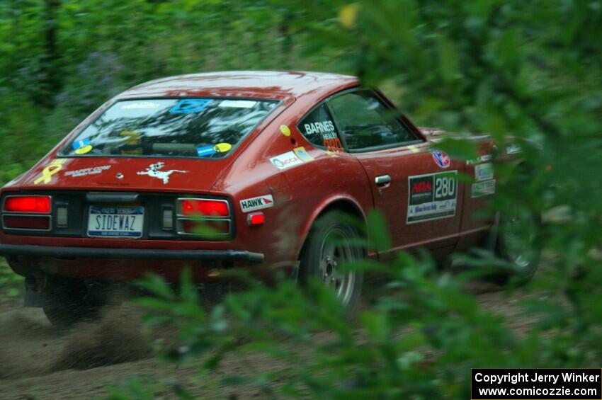 Greg Healey / Phil Barnes Datsun 280Z at a sharp left on SS6, Steamboat II.