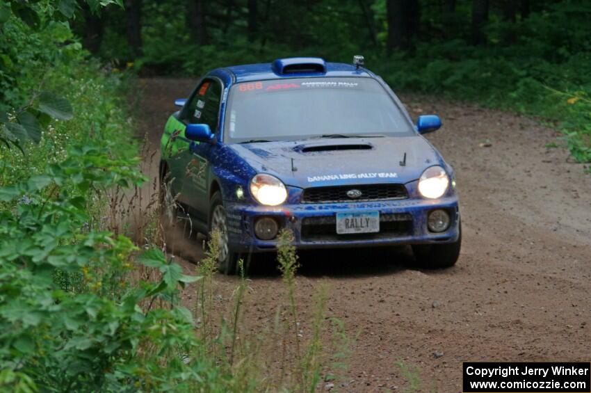 Jeff Timpe / Joe Patava Subaru WRX at a sharp left on SS6, Steamboat II.