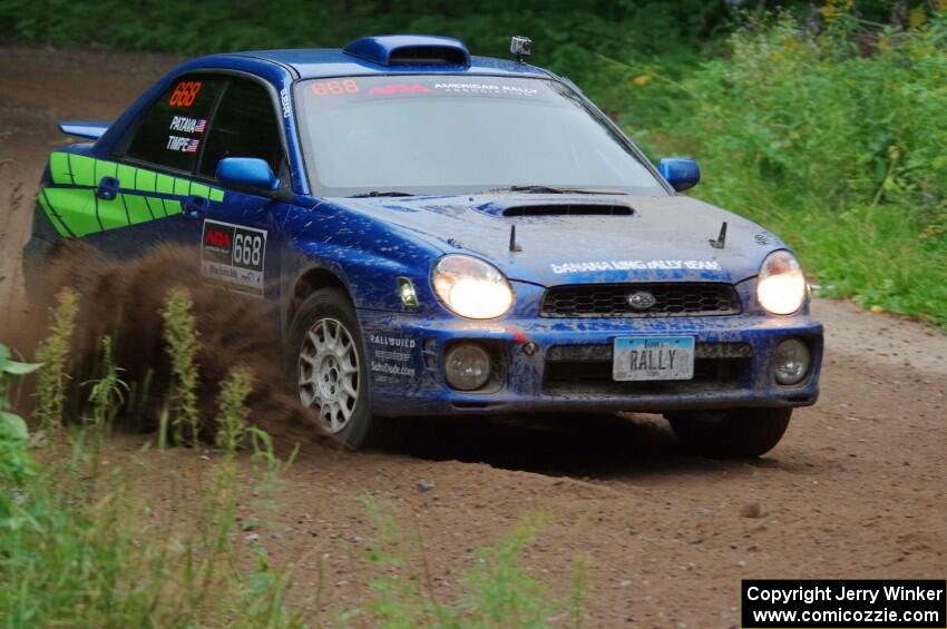 Jeff Timpe / Joe Patava Subaru WRX at a sharp left on SS6, Steamboat II.