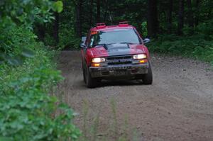 Jim Cox / Scott Parrott Chevy S-10 at a sharp left on SS6, Steamboat II.