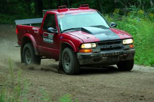 Jim Cox / Scott Parrott Chevy S-10 at a sharp left on SS6, Steamboat II.