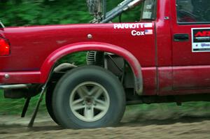 Jim Cox / Scott Parrott Chevy S-10 at a sharp left on SS6, Steamboat II.