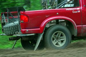 Jim Cox / Scott Parrott Chevy S-10 at a sharp left on SS6, Steamboat II.