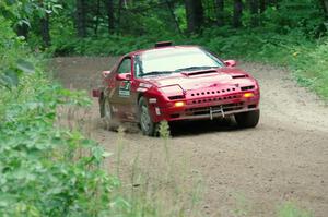 Al Dantes, Jr. / Brandon Snyder Mazda RX-7 Turbo at a sharp left on SS6, Steamboat II.