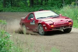 Al Dantes, Jr. / Brandon Snyder Mazda RX-7 Turbo at a sharp left on SS6, Steamboat II.